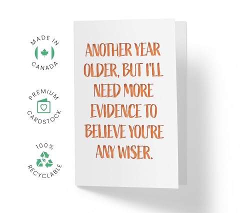 Karto Funny Birthday Card for Men Women - Large 5.5x8.5 inch Happy Birthday Cards for Mom Dad Brother Sister- 30th 40th 50th 60th 70th - Orange Wiser