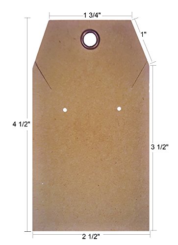 100 Tags Of Kraft Combination Necklace And Earring Display Card With Riveted Hole Heavy Duty 14Pt. Cardstock 2.5" X 4.5"H (100) #TOP1