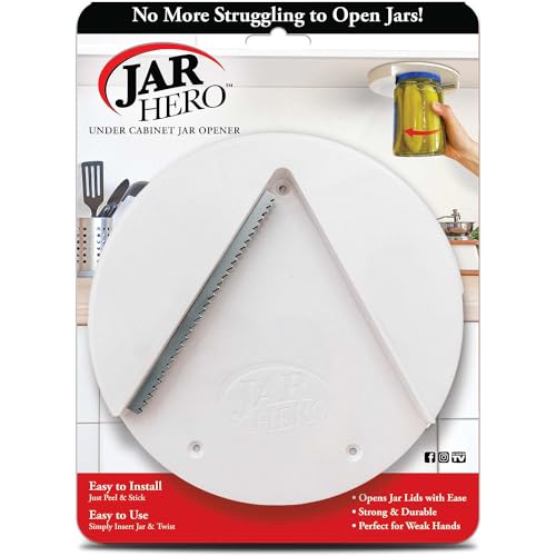 Jar Hero - Under Cabinet Jar Lid & Bottle Opener - Opens Any Size Jar - Effortless Jar Opener For Weak Hands & Seniors with Arthritis