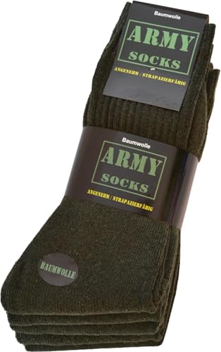 normani 25 Paar Army Sportsocken Arbeitssocken Wandersocken Herrensocken aus strapazierfähiger Baumwolle für Herren Farbe Grün Größe 43/46
