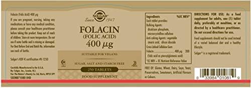 Solgar Folacin (Folic Acid) 400 µg Tablets, Pack of 250, Vitamin B9, Healthy Wellbeing, Healthy Maternal Tissue Growth, Vegan - Image 3