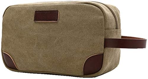 IBLUE Toiletry Bag Leather and Canvas Travel Dopp Kit Bathroom Shaving Organizer for Men&Women Travel Accessories,B03 (KHAKI) 1 IBLUE Toiletry Bag Leather and Canvas Travel Dopp Kit Bathroom Shaving Organizer for Men&Women Travel Accessories,B03 (KHAKI)