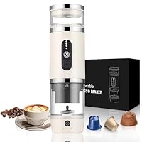Umisu Kaffeemaschine, tragbar, 3-in-1, mit Milchaufschäumer, Espressomaschine mit Kapseln 20 Bar und gemahlenem Kaffee, für Büro, Auto, Camping, Wandern, Reisen, Weihnachten, Geburtstag, Beige – Ansicht 1