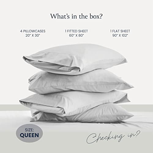 BELADOR Silky Soft Queen White Sheet Set -Luxury 6 Piece Bed Sheets for Queen Size Bed, Secure-Fit Deep Pocket Sheets with Elastic, Breathable Hotel Sheets & Pillowcase, Wrinkle Free Oeko-TEX Sheets