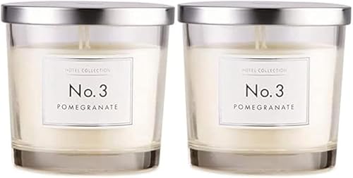 Hotel Collection Aldi NO 3, Pomegranate 2 x Wick Candles, in Glass JAR with LID 300G (Pack of 2)