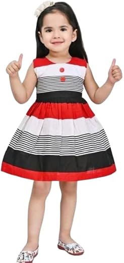 Baby Girls Cotton Printed Multi Sleeveles Frock Dress| Comfortable, Breathable, Lightweight, Skin Friendly|SL_56