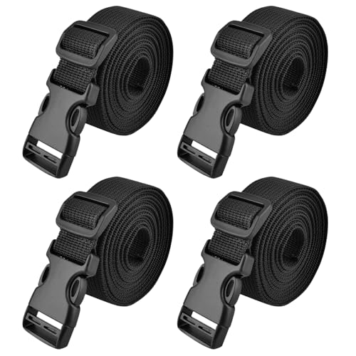 TRIWONDER Correa de Amarre Cinchas de Sujeción de Carga Cinchos para Manipulación de Material 4 Pcs (01 Negro - 25mm, 1m)