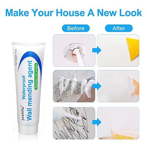 Jushifu Wall Repair Agent Drywall Repair Kit With Scraper White Dry Wall Repair Cream Easy & Quick Fill The Holes And Crack In Wall Surface Works On Wood And Plaster (1 Pack) #TOP2
