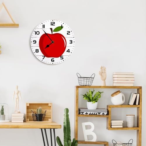 Miniatura 7 de Reloj de pared para decoración de Apple, 10 pulgadas, silencioso, sin tictac, decoración de aula para el hogar, reloj de pared de regreso a clases,