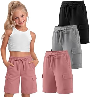 Oakgarden 3 Pack Girls Bermuda Shorts 5-16 Years, 3-Color, 11-12 Years
