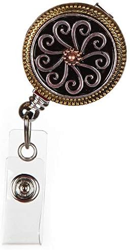 ID AVENUE Retractable Badge Holder 32" Fashionable Badge Reels Retractable for Office Workers Teachers Students Nurses with 360° Swivel Alligator Clip Cute Badge Reel (Tri-Metal Badge Reel)