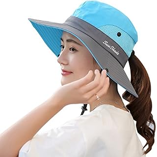 Women's Summer Sun Hat Outdoor UV Protection Foldable Wide Brim Bucket Boonie Hats