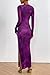 PRETTYGARDEN Women's Bodycon Maxi Dress Fall Spring Fashion Long Sleeve Floral Print Tight Fitted Party Club Ruched Dresses (Print Purple,Large)
