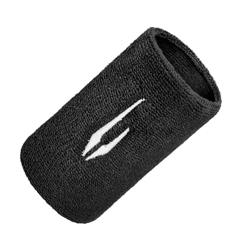 Image of DSC 5-Inch Cotton Sports Wristbands - Extra Long Terry Towel Sweatbands for Cricket, Tennis & Gym - High-Absorbency Athletic Forearm Bands (Black)