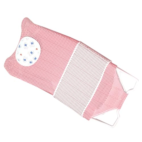 Image of Baby Bath Seat Support, Non Slip Mesh Cushion Portable Bath Tub Seat Net for Newborns to Toddlers Pink PP Material with Pillow and Slip Pad