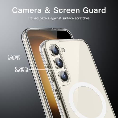 Image of JETech Magnetic Cover Case for Samsung Galaxy S23 6.1-Inch, Compatible with MagSafe, Shockproof Protective Phone Cover, Non-Yellowing Hard Clear PC Back (Clear)