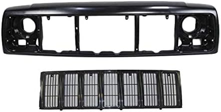 FOR 1997-2001 Cherokee Front Header Mounting Panel + Grille Black 2Pc CH1220115 CH1200209