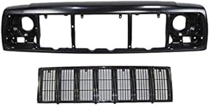 FOR 1997-2001 Cherokee Front Header Mounting Panel + Grille Black 2Pc CH1220115 CH1200209