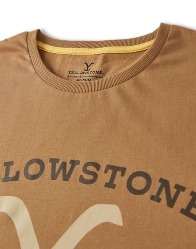 Y Yellowstone Mens Pyjama Set | Adults Dutton Ranch Tan Short Sleeve Graphic Tee & Navy All Over4