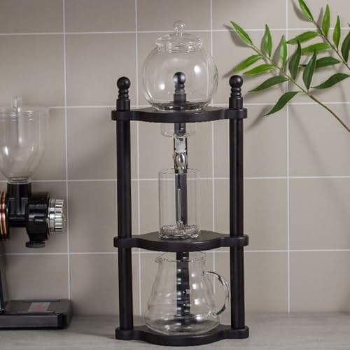 Cold Brew Drip Tower with Adjustable Water Flow,Large Capacity Cold Brew Drip Tower - 600ml Iced Coffee Maker, Wooden Cold Drip Coffee Pot for Smooth, Rich Flavor - Perfect for Coffee Lovers