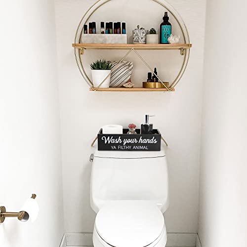 Cuffup Bathroom Decor Box, Toilet Paper Basket 2 Sides Signs Farmhouse Bathroom Basket Toilet Basket Tank Topper Rustic Farmhouse Home Decor For Livingroom Kitchen (One Box) #TOP5