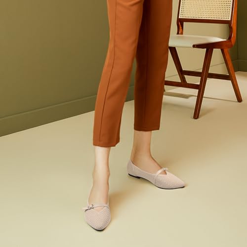 Image of Flats for Women Pointed Toe Knit Ballet Comfortable Dressy Washable Mary Jane Flat Shoes