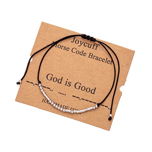 God is Good Morse Code Bracelets Faith Christian Bracelets Regilious Gifts Motivational Jewelry for Women Encouragement Gifts for Her Handmade Dainty Trendy