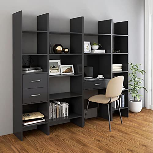 Yuhi-Hqyd Book Cabinet,Narrow Shelving Unit,Multifunctional Storage Rack,Industrial Open Bookcase,Assembly Required,Great For Home, Office,Bars,Library, Gray 15.7"X13.8"X70.9" Engineered Wood #TOP5