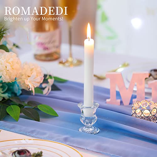 Romadedi Glass Taper Candle Holders - Clear Small Candlestick Holder Bulk, Thicker Glass Candle Sticks Set for Wedding Christmas Party Dining Table Table Centerpiece Decor, 2Pcs - Thumbnail 7