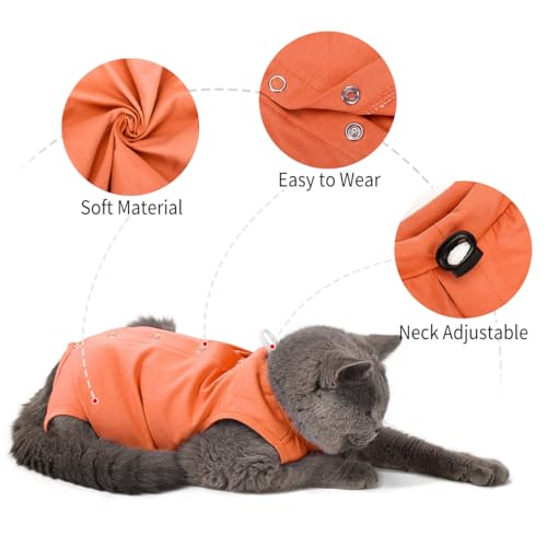 Katzenbody Nach Op Anti-Leck Schutzanzug E-Halsband Alternative für Katzen nach Kastration & Operation Atmungsaktiver Body für Bauchwunden Pflegebekleidung nach Tierarzt Eingriff