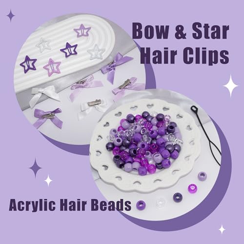 112 piezas accesorios para cabello morado miniatura 5