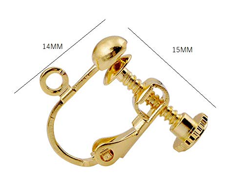 Woiwo 12 Pcs Clip-On Earring Components For Non-Pierced Ears, With Adjustable Screw, 14X15Mm Gold #TOP1