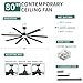 YITAHOME 80 Inch Industrial Ceiling Fan with Light and Remote, Large Ceiling Fan with 8 Blades, 3 Downrods, 6 Speed, 3 LED Colors, Home or Commercial Ceiling Fans for Porch Garage Shop, Black