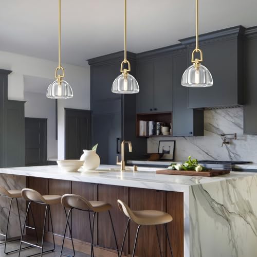 Image of Crystal Pendant Light Kitchen Island，Brass Hanging Pendants Lights