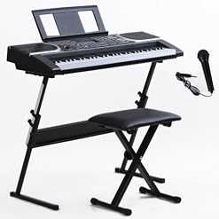 Mulucky Clavier Piano Piano 61 Touches pour Débutant/Professionnel, Piano Électrique avec Microphone & Application Piano, Prend en charge MP3/USB MIDI/Microphone/Insertion de la Pédale - Les Beatles, Paul McCartney, John Lennon, RIngo Starr, George Harrison