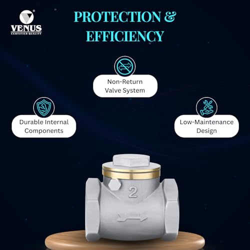 Image of VENUS 1 /2 inch Brass Swing Check Valve | Heavy Duty Non Return Valve | High Pressure Backflow Preventer | Solid Brass Body | Leak Proof Threaded Connection | Durable Industrial Grade Valves