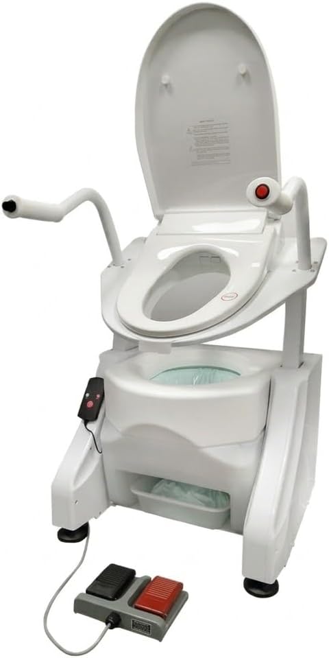 LuxeLift Pro elevador portátil para inodoro seco sin agua con bidé, lavado y secado, sistema de desecho sellado, sin requerir plomería, comodín portátil para cama, capacidad de 350 lb, incluye 60 bolsas miniatura 1