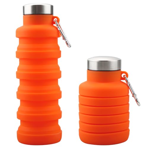 Rumyve Collapsible Silicone Water Bottle, Orange