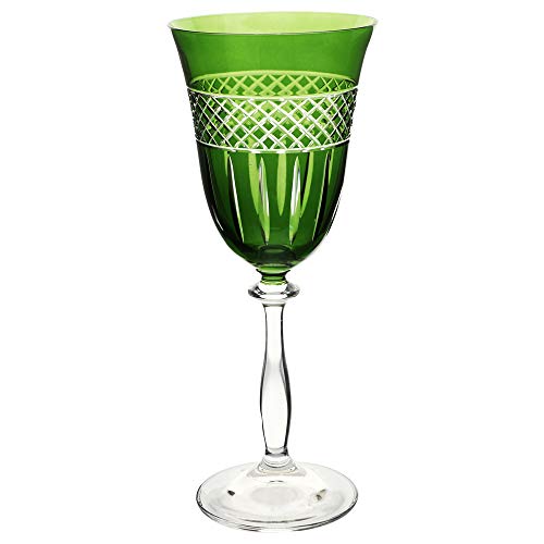 Taça para vinho tinto Angela lapidada em cristal ecológico 250ml A21cm verde