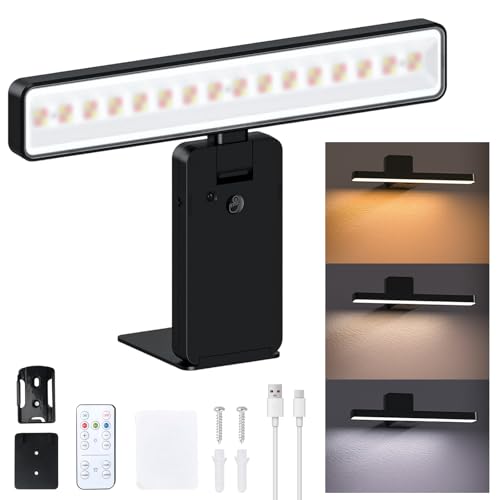 Applique da Parete Interno LED, Lampada da Parete Ricaricabile 3000 mAh, Illuminazioni da Pareti per Quadri Ruotabile e Rimovibile, 5 Dimmerabile Luce da Muro Senza Fili con Telecomando (3 Colori)