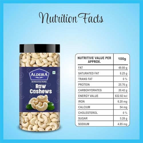 Image of Aldeira Whole Raw Cashews | 450 Gram Jar | Kaju Nuts | Plant Based Protein | Gluten-Free | Nutty Flavor | Healthy Snack | Rich Delicious Taste