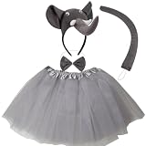 Kirei Sui Kids Animal Costume Elephant Tutu and Headband Gray