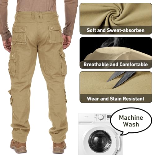 Men's BDU Casual Military Pants, Tactical Wild Army Combat ACU Rip Stop Camo Cargo Work Pants Trousers with 8 Pockets #7533 Khaki 36 - Thumbnail 6