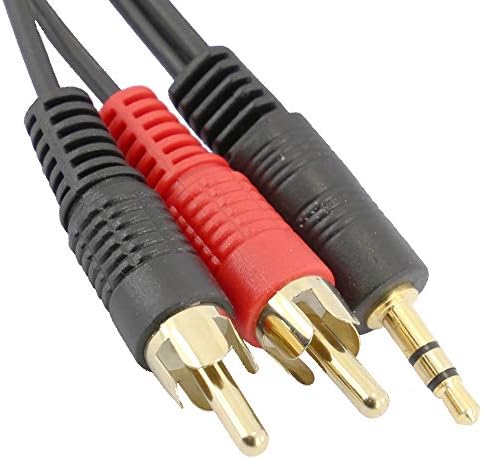 rhinocables 2 Male RCA to 3.5mm Male Plug, Twin RCA Male Phono to 3.5mm Jack, Male to Male 3.5mm to RCA Audio Cable with Gold Contacts for Speaker, Hi-Fi, TV, Phone, Amplifier (1.2m)