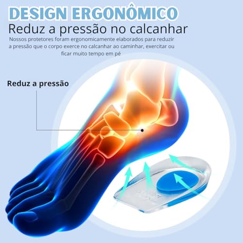 Kit 2 Pares Palmilha Calcanheira De Gel Silicone Ortopédica Protetor De Calcanhar Massageadora Confo