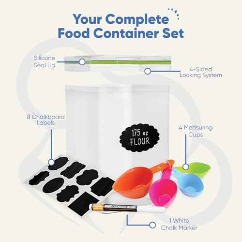 Chef's Path Large Airtight Food Storage Containers with Lids, Pack of 2, 5.2L, 175Oz, Airtight Kitchen and Pantry Bulk Canisters for Flour, Sugar, Rice, and Baking Supplies - Transparent by Chef's Path - Used condition - Image 2