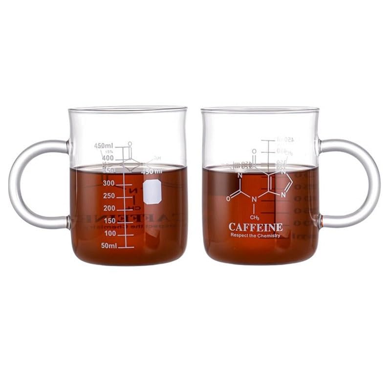Tazza graduata in vetro borosilicato resistente al calore - 1/2 pezzi Becher graduato da cucina con manico for caffè e latte(2pcs)