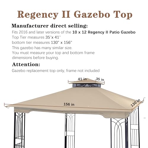 image for SCOCANOPY Replacement Gazebo Canopy for 10 x 12 Regency II Patio Gazeb
