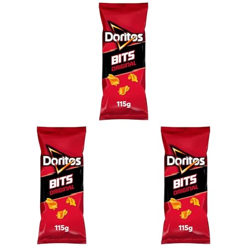 Doritos Bits BBQ, Snack de Maíz crujiente con sabor barbacoa, Producto de Aperitivo Matutano, bolsa individual de aperitivo, 115 gr (Paquete de 3)