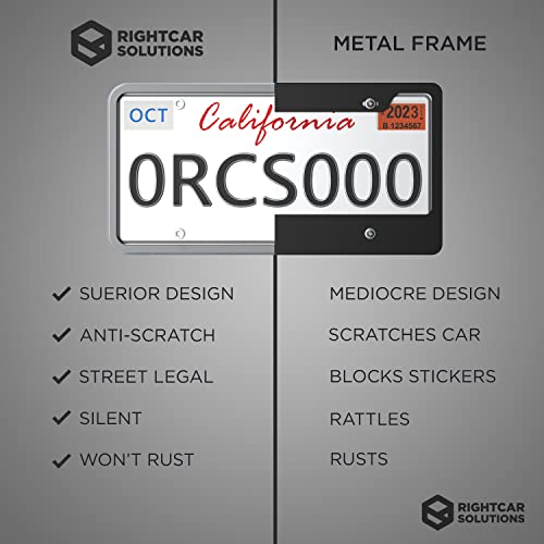 Rightcar Solutions Silicone License Plate Frames | The Original Premium Grade Silicone Car Plate Frame | Rust Proof, Rattle Proof, Weather Proof License Plate Holder (Grey) #TOP3